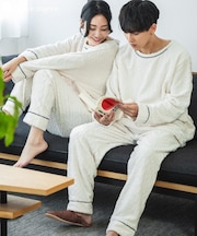 もこもこ パジャマ メンズ ルームウェア あったか 冬用 モコモコ 着る毛布「メモリーフリース」かぶり上下セット