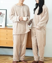 もこもこ パジャマ メンズ ルームウェア あったか 冬用 モコモコ 着る毛布「メモリーフリース」かぶり上下セット