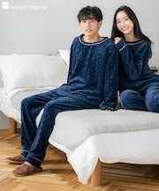 もこもこ パジャマ メンズ ルームウェア あったか 冬用 モコモコ 着る毛布「メモリーフリース」かぶり上下セット