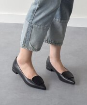 【FABIO RUSCONI】ローヒールポインテッドトウパンプス