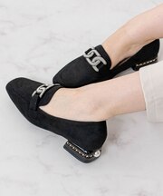 【Bridget Birkin】パールヒールビジューバックルローファー