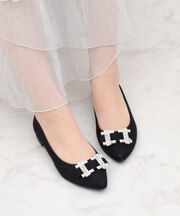 【Bridget Birkin】ビジューリボンバレエレインパンプス(554022)