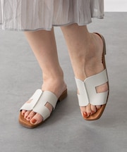 【Oh my Sandals】スクエアトウフラットレザーサンダル(E52304)