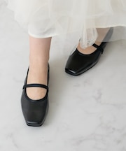 【Bridget Birkin】エラスティックバンドスクエアバレエシューズ
