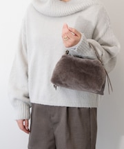 【RIPANI】レザーコンビスモールサイズムートンバッグ