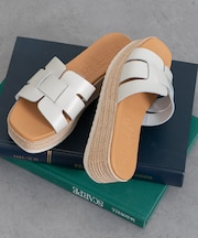 【Oh my Sandals】厚底レザースライドサンダル