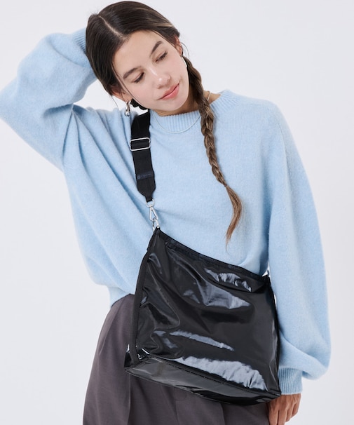 MEDIUM ZIP SHOULDER ブラックシャイン
