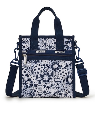 MINI N/S TOTE フローラルレースネイビー