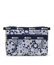 COSMETIC CLUTCH フローラルレースネイビー