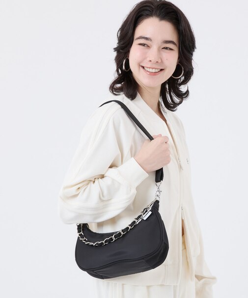 CHAIN SMALL CONV HOBO ブラックサテンスナイデル