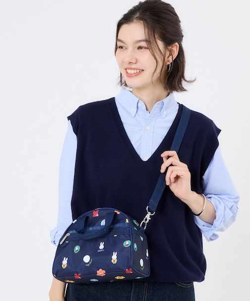 【LeSportsac×Miffy】ROUND SM SATCHEL ミッフィーネイビーポルカドット