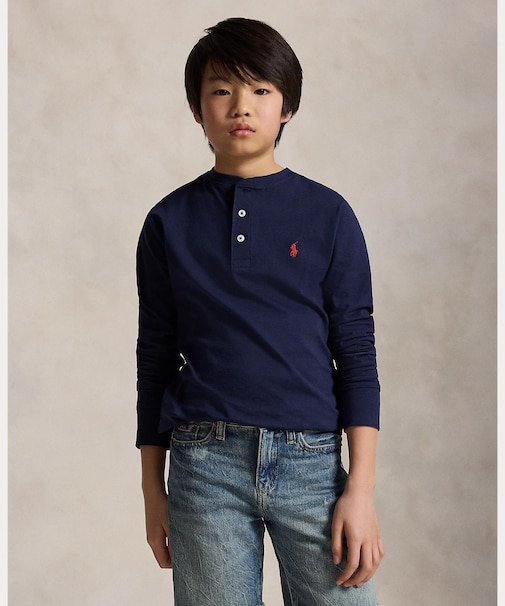 (ボーイズ 8才~20才)コットン ジャージー ヘンリー シャツ
