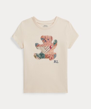 (ガールズ 2才~6才)パッチワーク Polo ベア コットン ジャージー Tシャツ