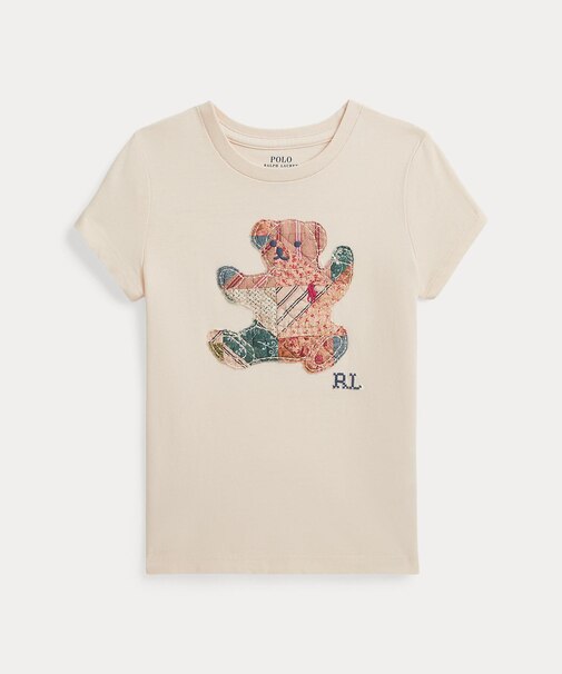 (ガールズ 2才~6才)パッチワーク Polo ベア コットン ジャージー Tシャツ