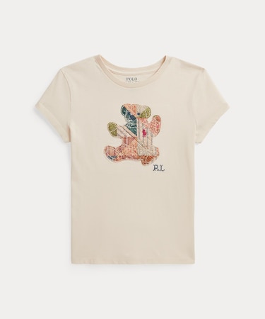 (ガールズ 7才~16才)パッチワーク Polo ベア コットン ジャージー Tシャツ