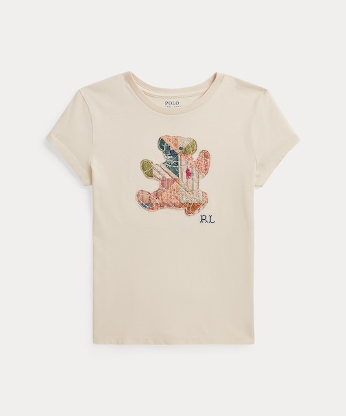 (ガールズ 7才~16才)パッチワーク Polo ベア コットン ジャージー Tシャツ