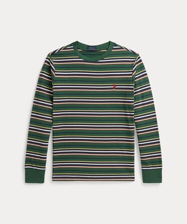 (ボーイズ 8才~20才)ストライプド コットン ロングスリーブ Tシャツ
