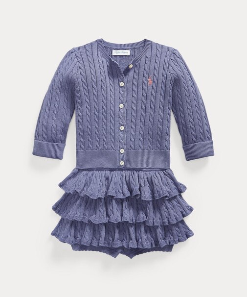 POLO RALPH LAUREN【返品不可商品】 (ベビー)ミニケーブル コットン カーディガン & スコート【返品不可商品】