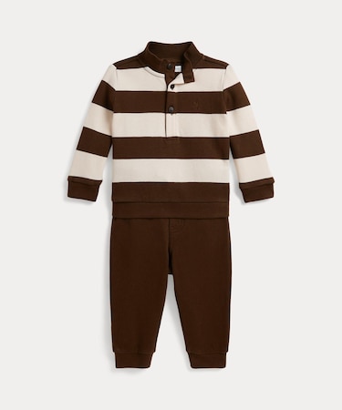 POLO RALPH LAUREN【返品不可商品】 (ベビー)ストライプド エステートリブ プルオーバー & パンツ セット【返品不可商品】