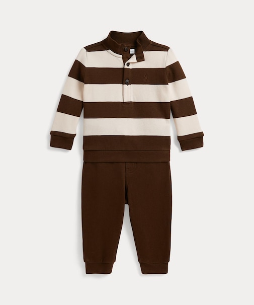 POLO RALPH LAUREN【返品不可商品】 (ベビー)ストライプド エステートリブ プルオーバー & パンツ セット【返品不可商品】