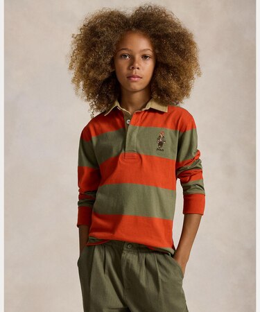 (ボーイズ 8才~20才)Polo ベア コットン ラグビー シャツ