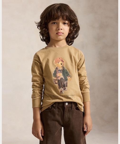 (ボーイズ 2才~7才)Polo ベア コットン ロングスリーブ Tシャツ