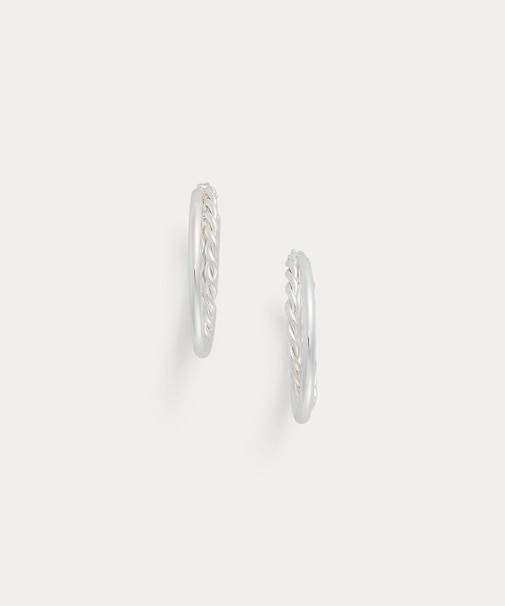 シルバープレーテッド ツイステッド フープ ピアス