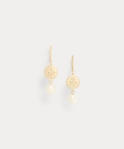 クレスト & フェイクパール ドロップ イヤリング