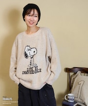 PEANUTS ( ピーナッツ ) 1/16ネップヤーン ニット バックロゴ プルオーバー