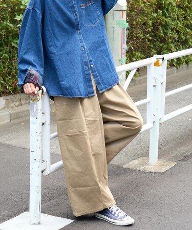 やわらか ツイル イージー ワイド パンツ