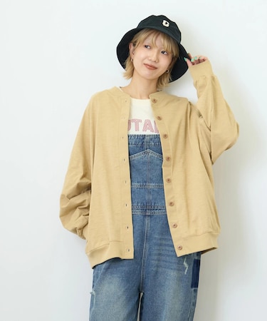 9/-スラブ天竺 カットソー クルーネック カーディガン