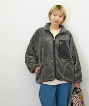 ソフトボア × ナイロン 配色 ジップ ブルゾン