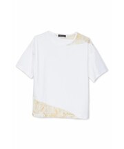 【LADIES】TORNADO MART∴シアーマーブル切り替えオーバーTシャツ