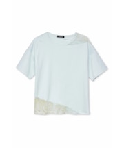 【LADIES】TORNADO MART∴シアーマーブル切り替えオーバーTシャツ