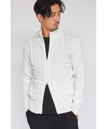 HIGH STREET∴フクレチェックスタンドZIPニット