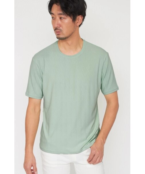 HIGH STREET∴ケーブル柄クルーネック半袖Tシャツ