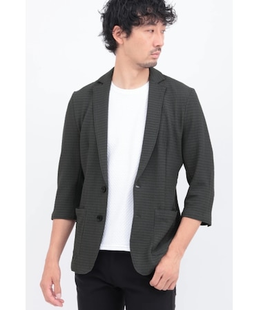 HIGH STREET∴４WAYエアリーバーク柄リンクス７分袖ジャケット
