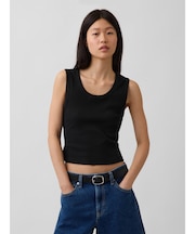 Gapロゴ入り リブ クロップド スクープネック タンクトップ