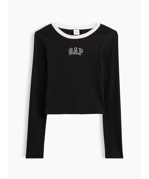 リブ クロップド リンガーTシャツ (キッズ)