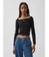 CloseKnit Jersey Gap Logo Off-Shoulder Crop T-Shirt