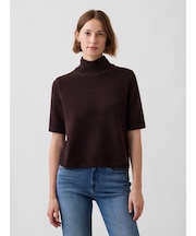 CashSoft カシミヤタッチ 5分袖 モックネックセーター