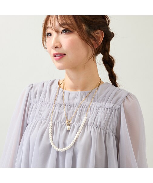 【3way】【2Set】パール調ビーズ&チェーンネックレス