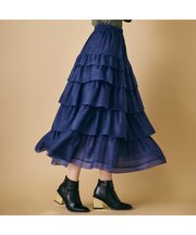 デニムプリントオーガンジースカート