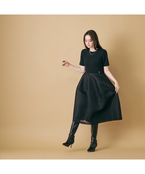 【M-StyleLuxeコラボ】【人気のため追加】メッシュスカートワンピース