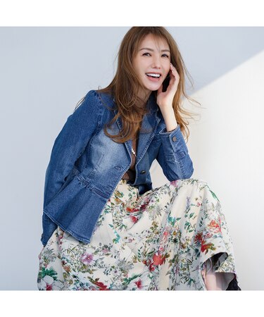 【モデル美香着用】フラワージャカードスカート