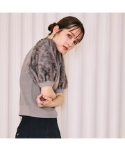 【モデル美香着用】ファーハーフスリーブニットプルオーバー