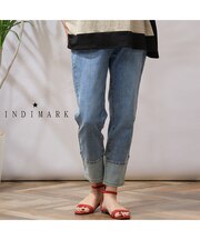 【手洗いOK・ＩＮＤＩＭＡＲＫ】裾切り替えデニム