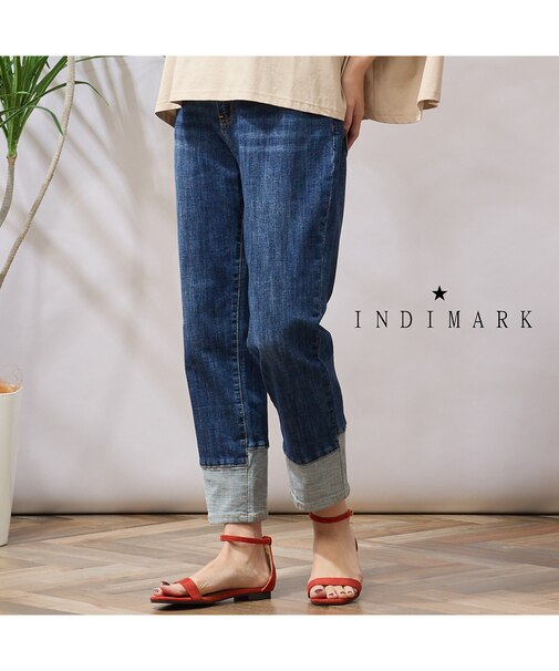 【手洗いOK・INDIMARK】裾切り替えデニム