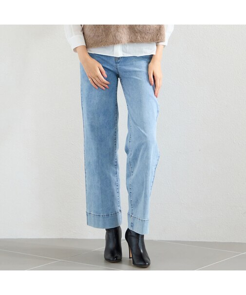 【洗える】センタープレスデニムパンツ