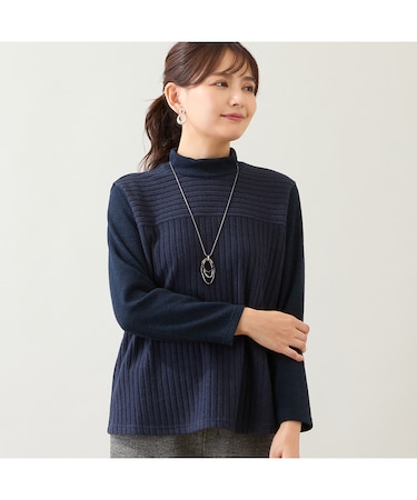 【洗える・日本製・アンサンブル可】起毛リブカットソー
